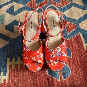 Miu Miu Red Gaberdine Bouquet Sz 40